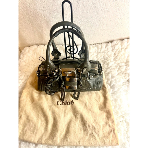 Chloe Mini Paddington Grey Leather Handbag with Key and Lock - Picture 2 of 15